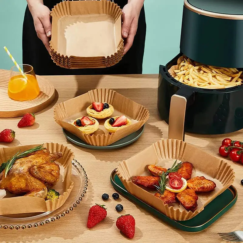 tapis cuisson papier kraft marron plissé adhésif friteuse air cuisine