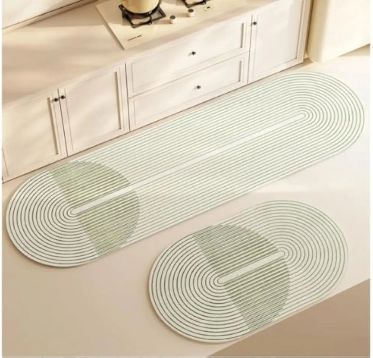 tapis sol moderne beige clair rayures horizontales antidérapant résistant taches lavable maison camping voyage