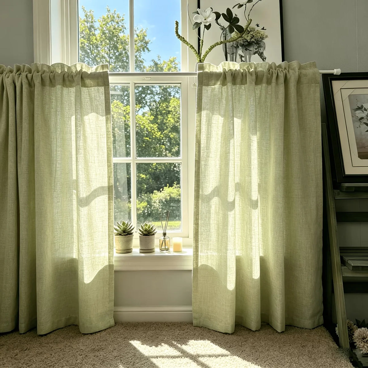 rideau classique vert clair tissu petits points opacité 70cm 100cm 130cm 145cm 18inch 24inch