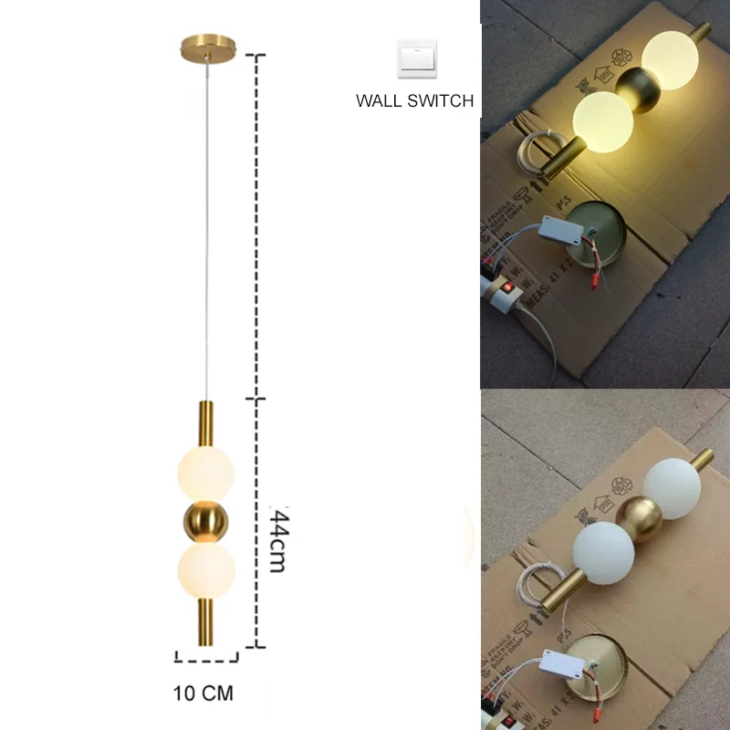 lumières suspendues modernes globes blanc doré chambre salon led minimalistes