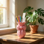 vase table moderne élégant verre cristal rose clair nœud doux