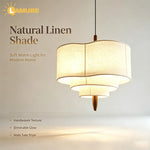 lampe suspendue tissu main beige moderne wabi sabi chaîne noire salon chambre