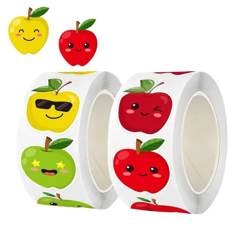 sticker autocollant dessin animé sourire wink lunettes vert rouge enfant classe fête 500 pièces