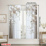 rideaux floraux semi transparents deux panneaux polyester modernes maisonDecorationFenetreCascadeOrchidees Roses