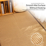 tapis solide rectangle fibre bambou couleur beige bordure marron moderne minimaliste lavage main
