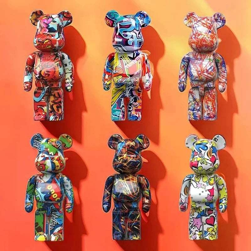 figurine ours multicolore graffiti résine contemporaine décoration intérieur table chambre erotique