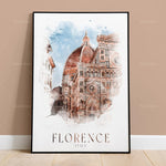 Un tableau de la célèbre cathédrale de Florence, en Italie, avec son architecture imposante et ses détails ornementaux caractéristiques.