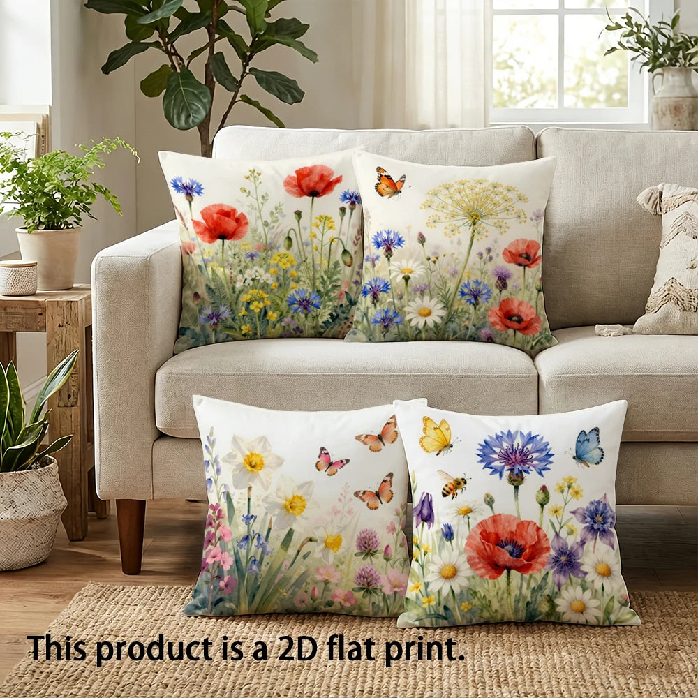 coussin imprimé floral papillons abeilles maison chambre lit 40x40cm 45x45cm 50x50cm 60x60cm decoration