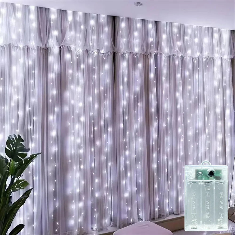 guirlande lumineuse led noël multicolore blanc decoration vacances 3m 3m 300 leds moderne festive