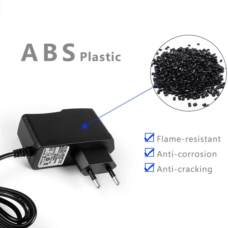 chargeur universel 12v 1a noir prise eu us mat moderne câble 92cm abs certifié