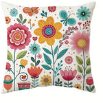 housse coussin motif floral moderne polyester blanc décoration chambre canapé douce 45x45cm