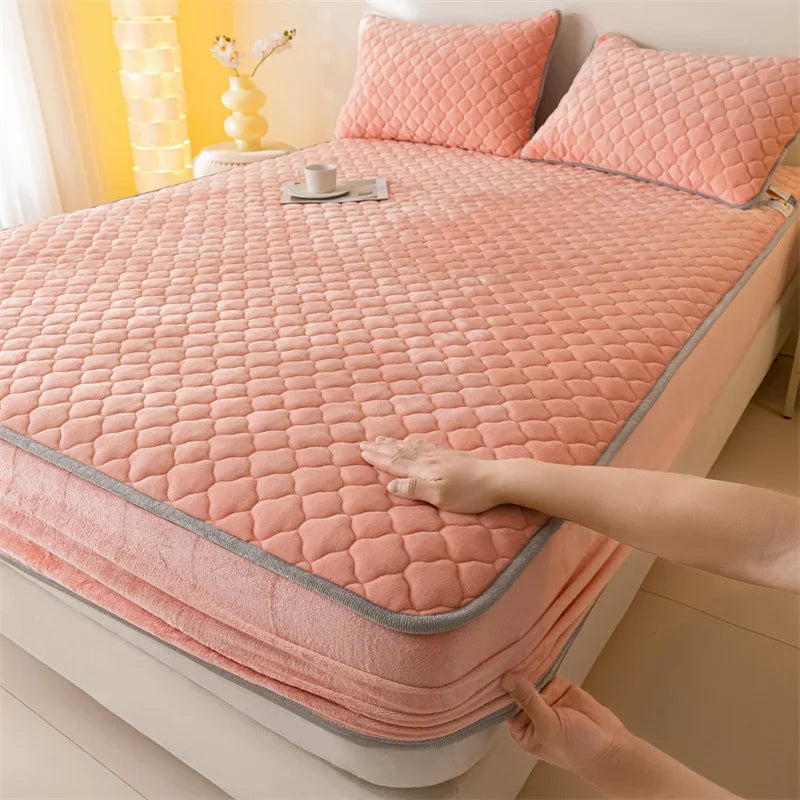housse matelas épaisse polaire antiacariens matelassée orange foncé texture pointillés moderne douce 30cm haute