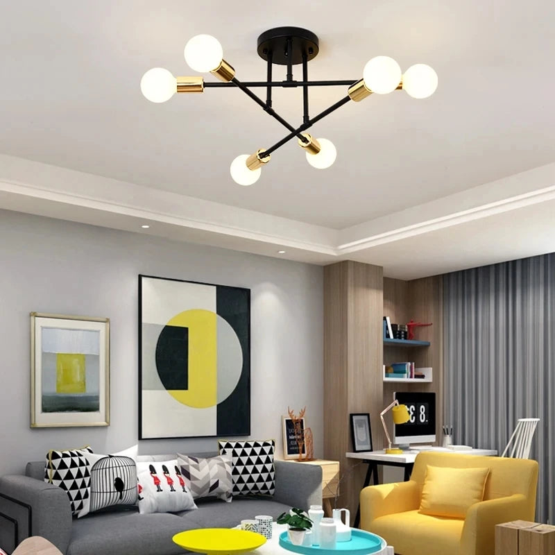 plafonnier led or noir moderne éclairage quotidien contemporain chambre salonSuspens fer flux lumineux minimaliste