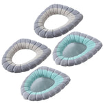 couvre siege toilette gris rose vert rayures horizontales doux confortable adhésif peluche coton