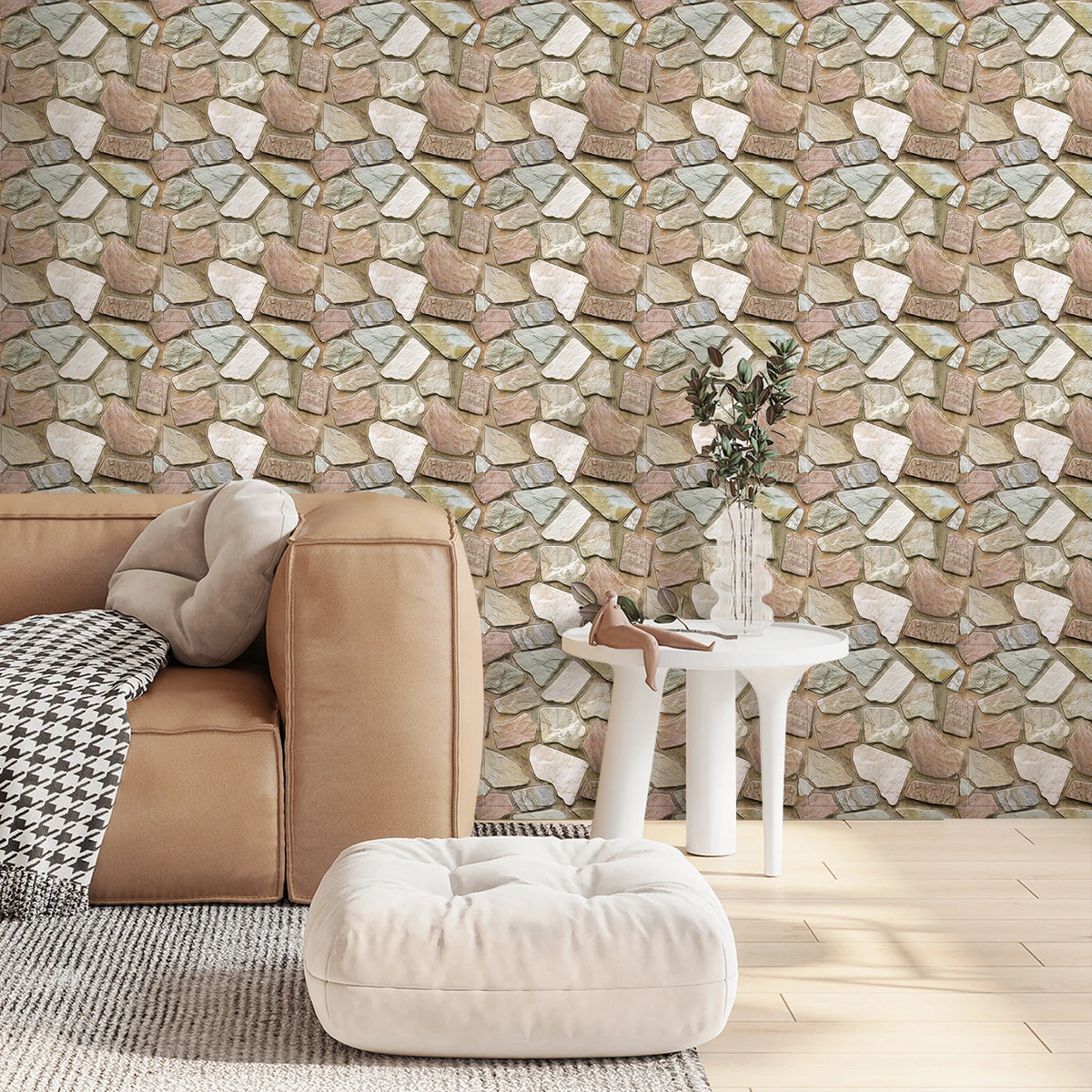 panneaux decoratifs murals adhesifs impermeables beige gris rose blanc texture pierre moderne cuisine salon