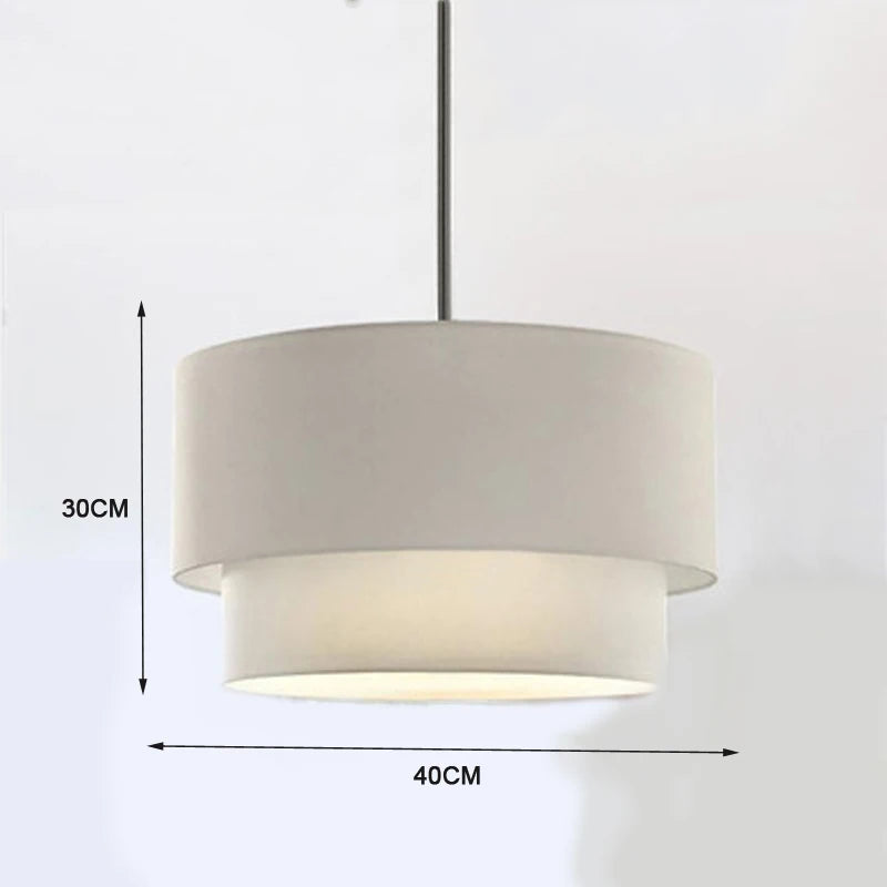 suspension lumineuse deux abat jour textile lin couleur beige noir blanc moderne minimaliste