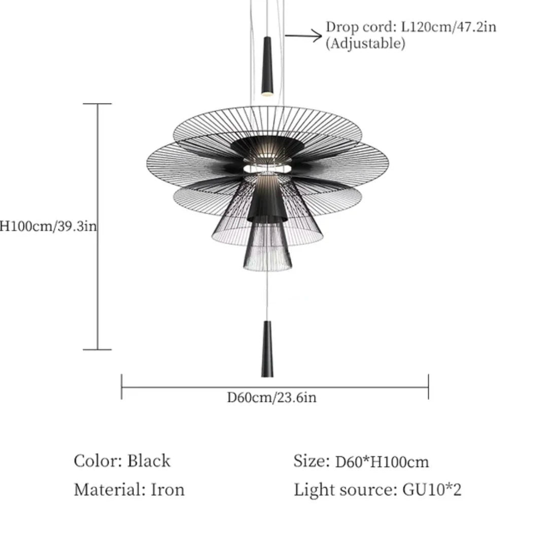 suspension lumineuse contemporaine or noir minimaliste métal cercles concentriques 249 2000 lumens