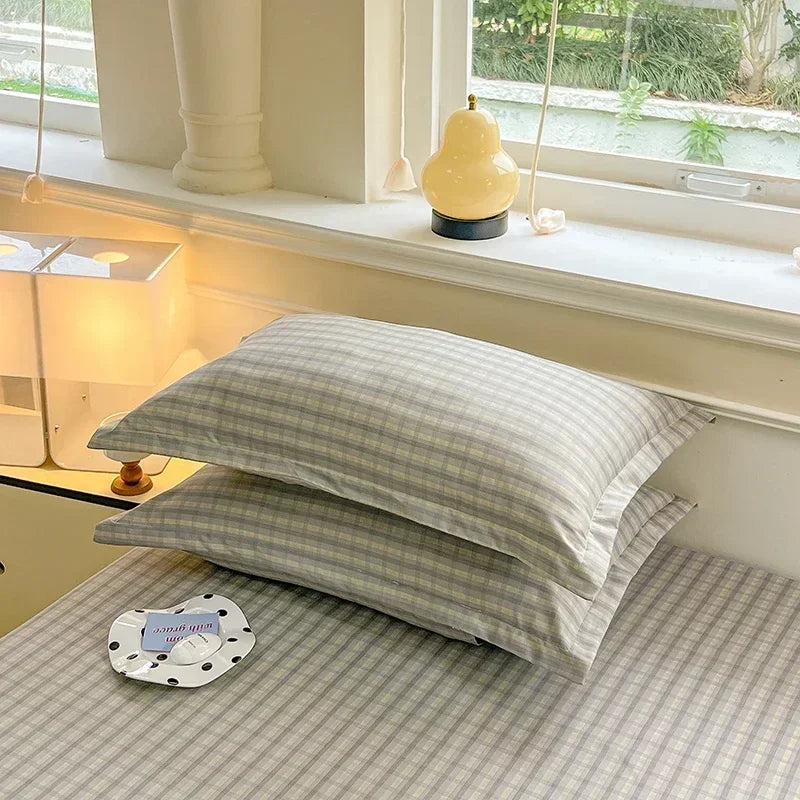 taies d'oreiller classiques carreaux blancs vert olive rose jaune non toxiques environnement polyester haute