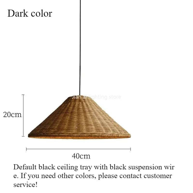 pendant suspension wicker naturel moderne rustique crochet câble noir lumière chaude chambre salon étude