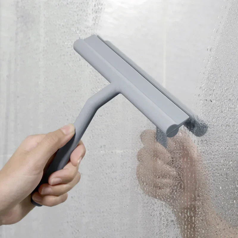 nettoyant vitre poignée longue brosse plate caoutchouc noir gris clips moderne minimaliste