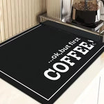 tapis cuisine moderne noir lettrage blanc absorbe eau rapide séchage rectangle 50x40cm