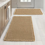 tapis bain moderne beige clair maille fine antidérapant absorbant eau sèche rapide bordure frisée