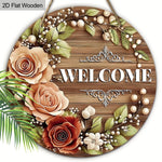 décoration murale bois fleurs bienvenue rustique pastoral jardin maison couronne verte