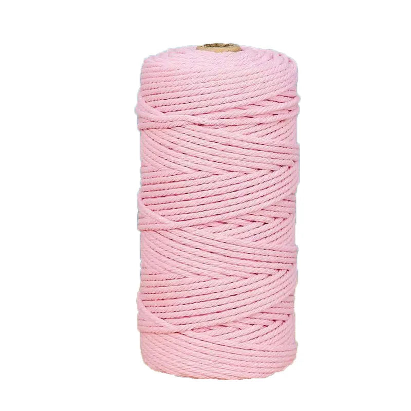 corde macramé coton 100m 3mm texturée artisanale verte rose jaune bleu clair craft deco
