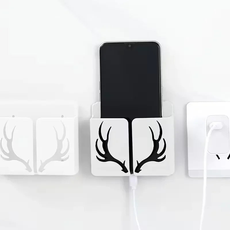 support mural adhésif antlers moderne blanc noir rose bleu vert câbles lunettes télécommande prise