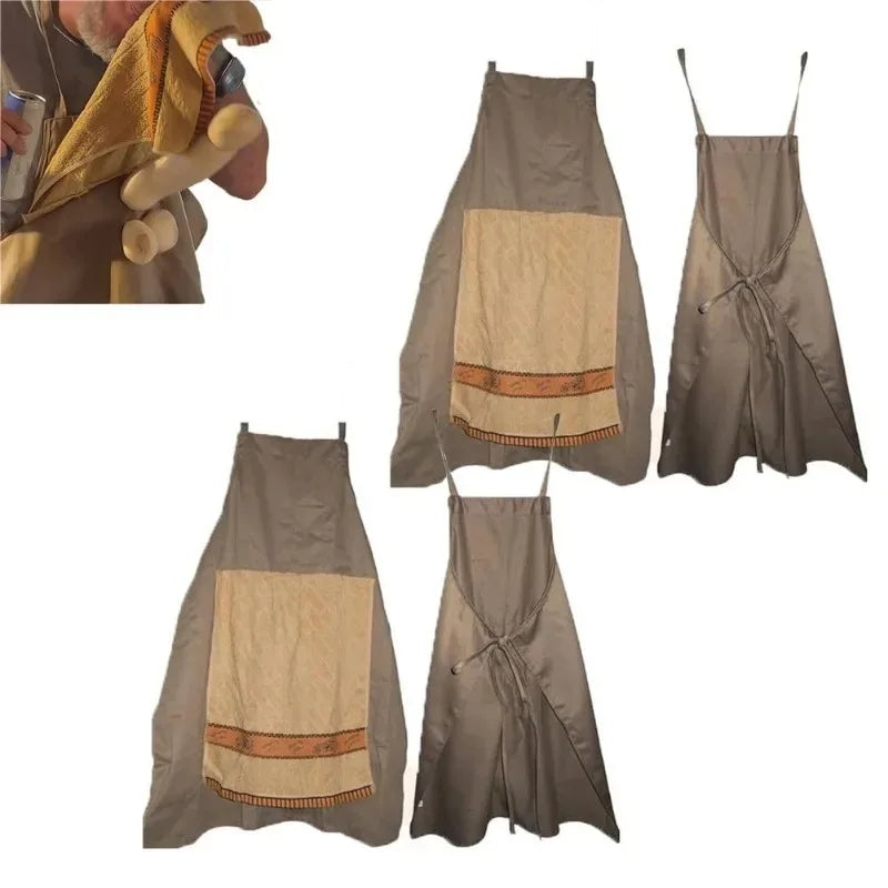 tablier cuisine marron clair poche surprise bordure décorative élastiques classique humoristique