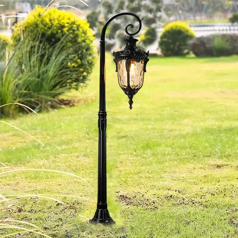 lampe jardin classique ornements sculptés opale noir extérieure ip65 led éclairage public base solide