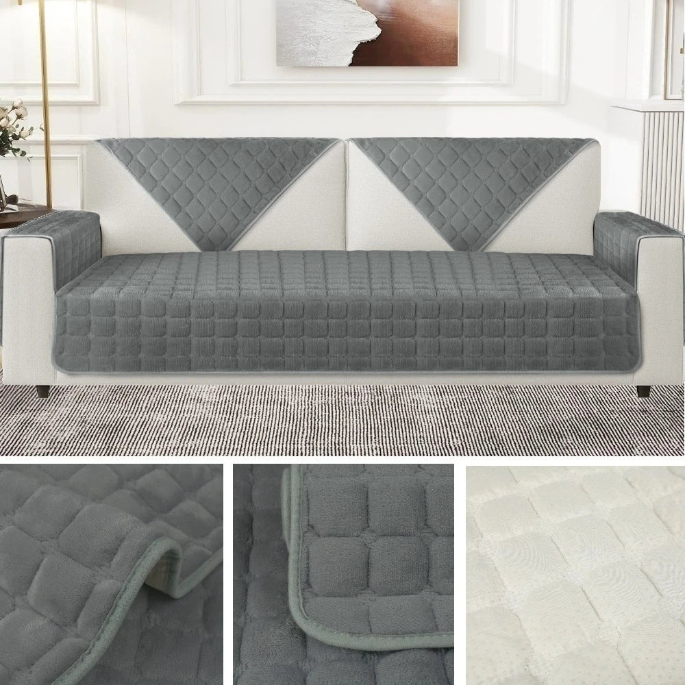 housse canapé gris carreaux moderne polyestère lavable automne hiver
