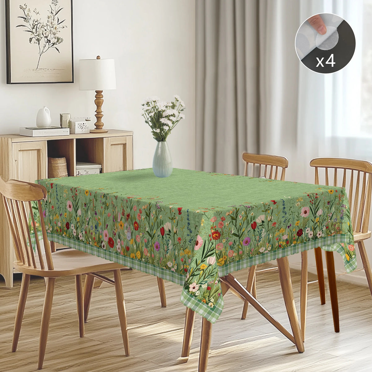 nappes table motif floral vert blanc imperméable réutilisable machine été printemps automne hiverextérieur