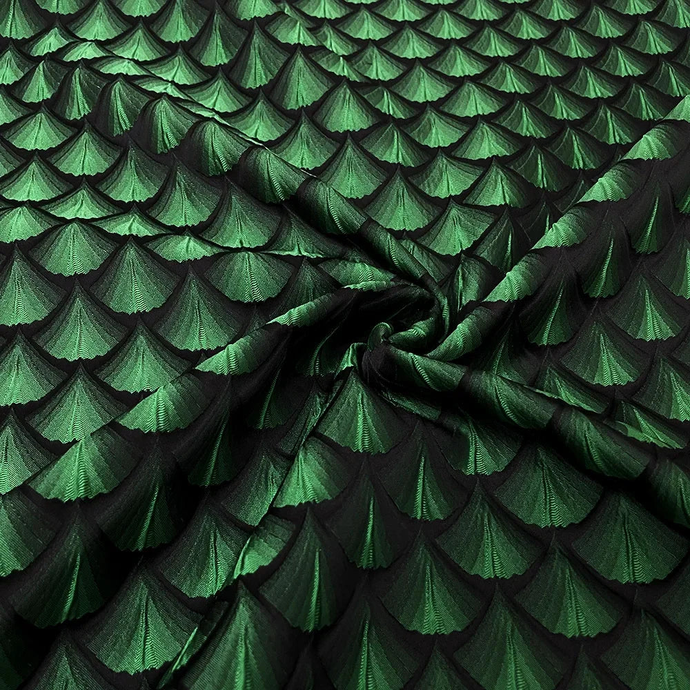 tissu polyester jacquard dragon rouge noir blanc vert rose gris texturé résistant