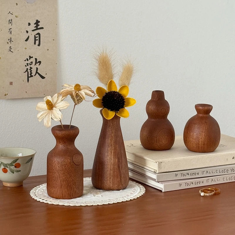 vases modernes marron clair texture bois naturelle fleur artificielle branche plante papier décoratif tasse