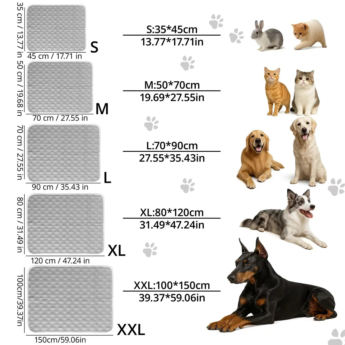 tapis refroidissement animal compagnie gris quilté moderne confortable tissu polyester lavable antidérapant taille xl
