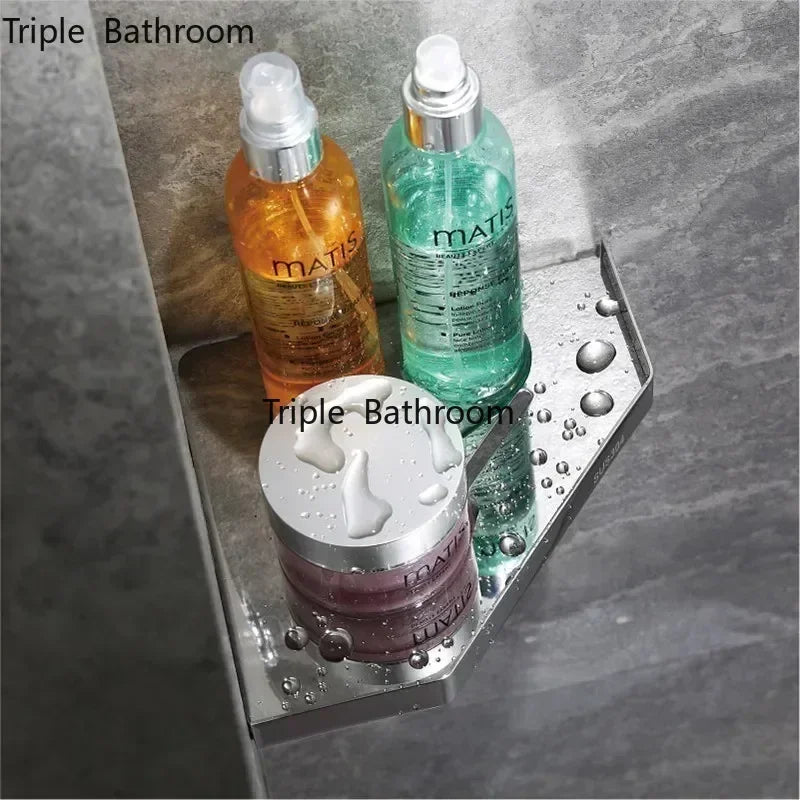 étagère salle bain moderne acier inoxydable argenté noir lisse brillante minimaliste