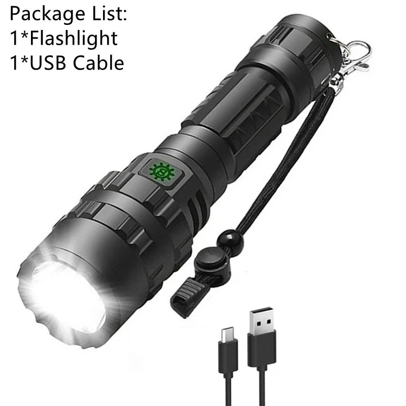 torche rechargeable led intense résistante choc auto défense camping chasse lumière noire moderne