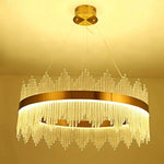 suspension lumineuse or moderne cristal pendants transparents 6000k 3000k télécommande dia100cm dia80cm l120cm
