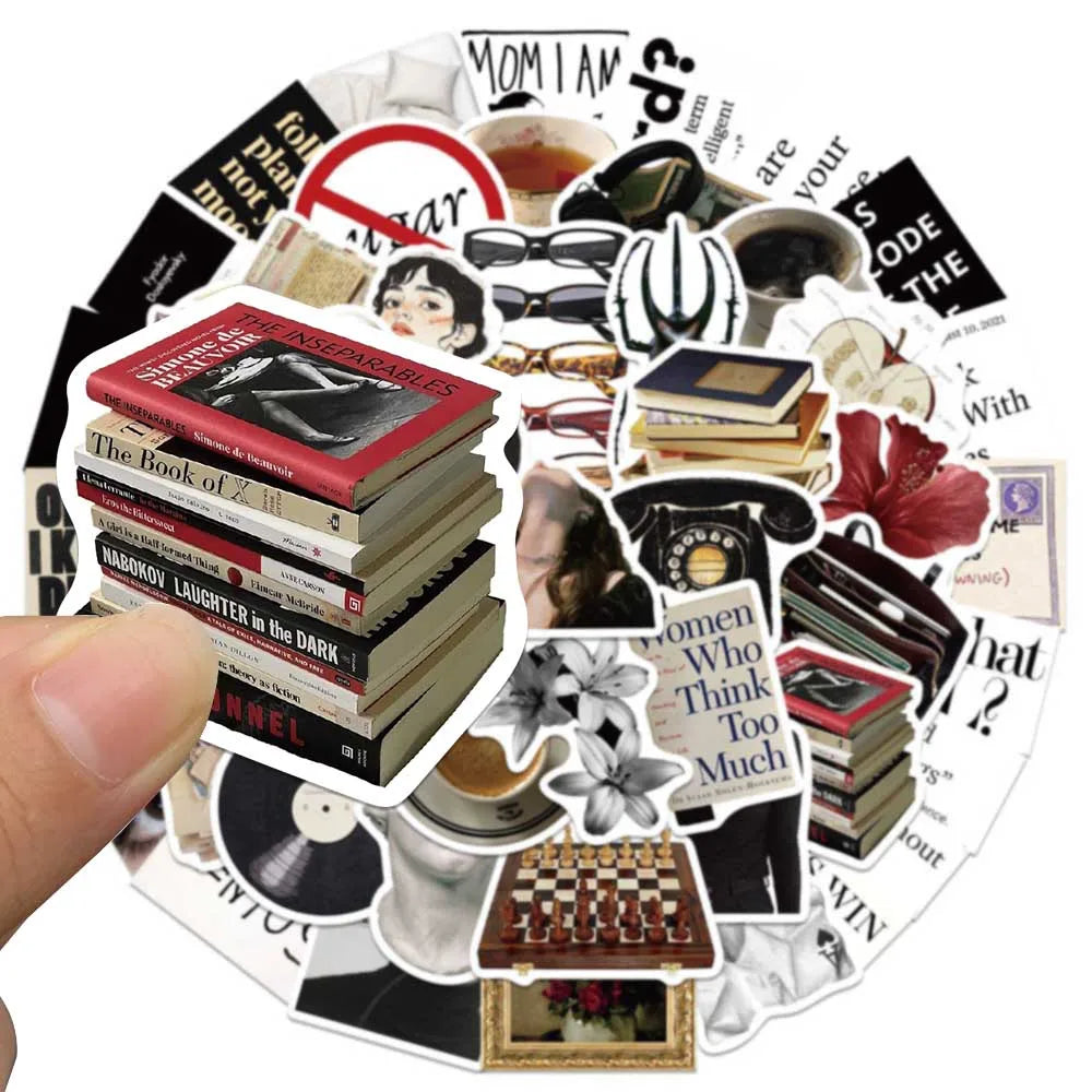 sticker moderne multicolore adhésif illustration fleur livre esthétique rétro divers collectionnement scrapbooking journalDecorationMurale