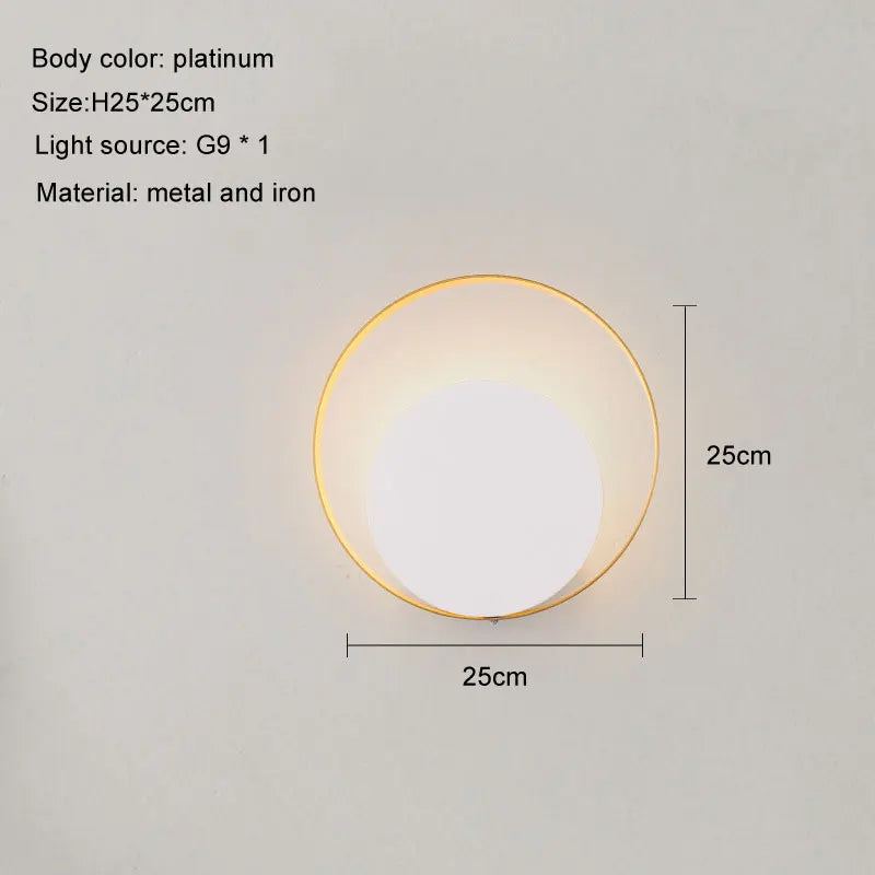 lampe murale moderne blanc noir doré 25cm rond minimaliste LED 90 260V