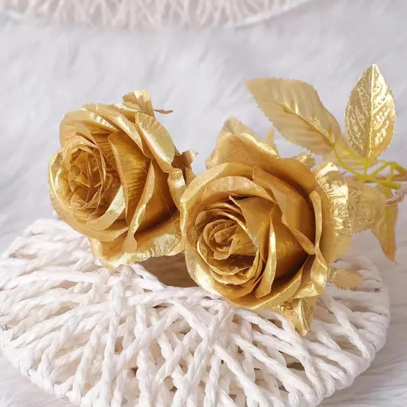 décoration intérieure rose or artificielle feuilles vertes mariage anniversaire moderne