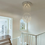 lustre suspendu moderne cristal argenté gouttes transparentes intérieur luxe