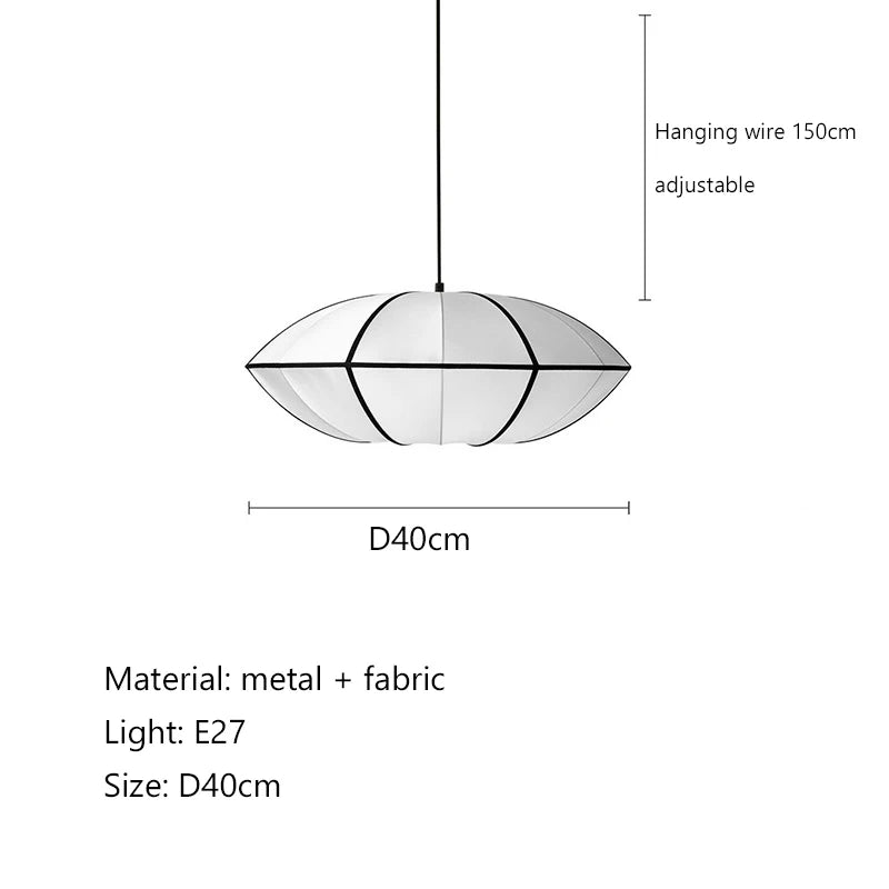 suspension lumineuse tissu géométrique blanc beige moderne opacité câble suspension fixe chambre salon