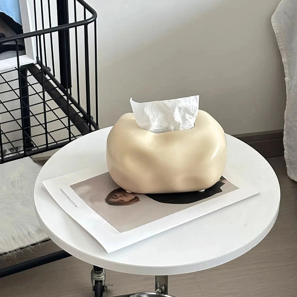 boîte mouchoirs contemporain noir beige gris métallisé tissu amovible rangement table minimaliste