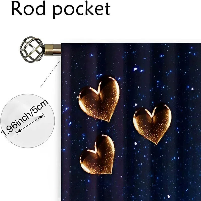 rideaux imprimés nuit étoilée papillons enfant bleu or décoratif rod pocket polyester moderne