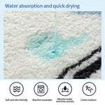 tapis bain antidérapant ovale motifs floraux blanc noir résistant antibactérie decorativeextérieur