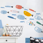 sticker mural poisson coloré décoration enfant chambre dessin animé adhésif facile poser durable