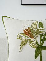 housse coussin motif floral brodé lilas marguerites tissu polyester opacité décoratif chambre lit