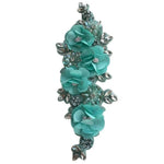 applique décorative fleurs artificielles strass vintage élégante vert foncé rose clair blanc bleu turquoise